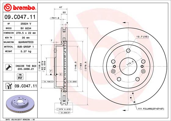 Disc frana 09.C047.11 BREMBO