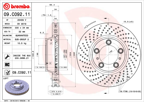 Disc frana 09.C092.11 BREMBO