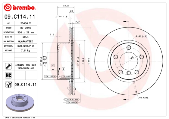 Disc frana 09.C114.11 BREMBO