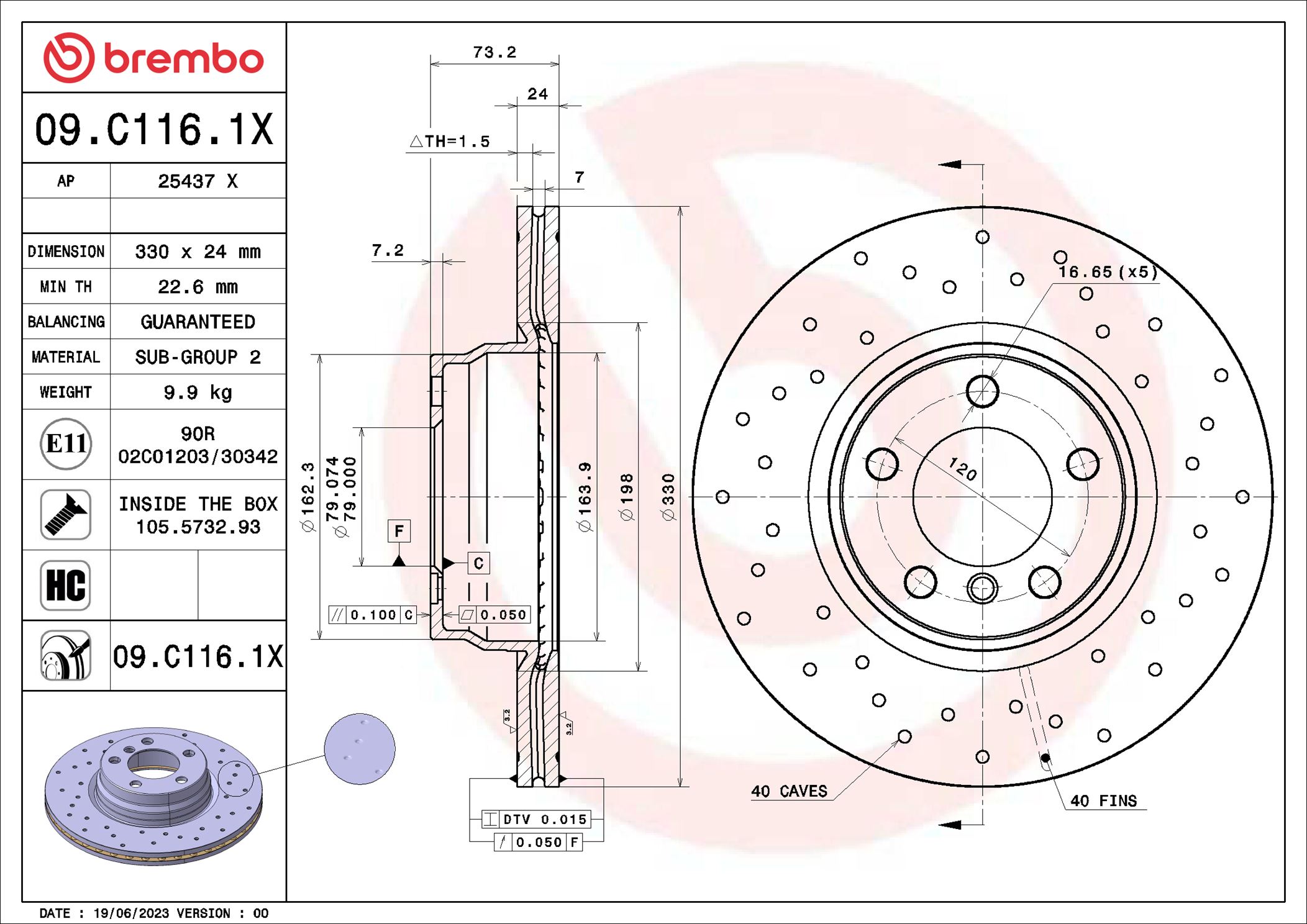 Disc frana 09.C116.1X BREMBO