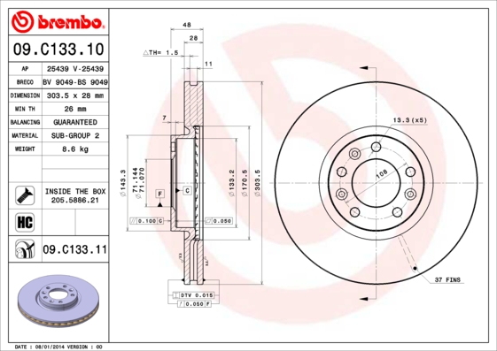 Disc frana 09.C133.11 BREMBO