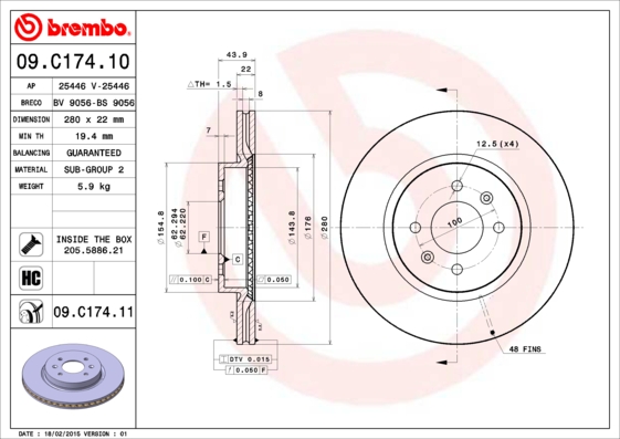 Disc frana 09.C174.11 BREMBO