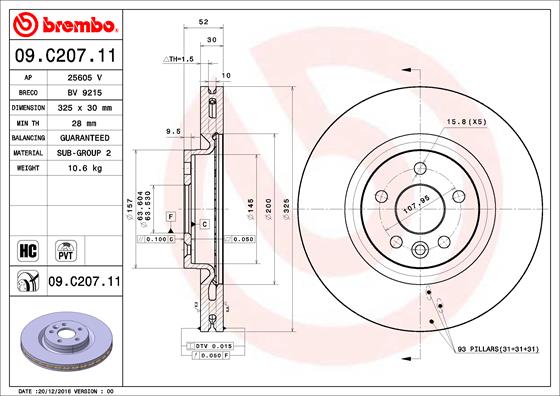 Disc frana 09.C207.11 BREMBO