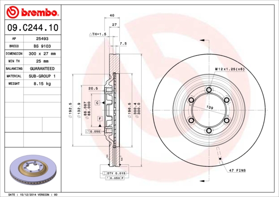 Disc frana 09.C244.10 BREMBO