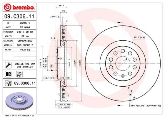 Disc frana 09.C306.11 BREMBO