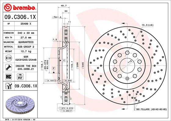 Disc frana 09.C306.1X BREMBO