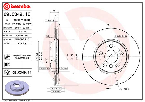 Disc frana 09.C349.11 BREMBO