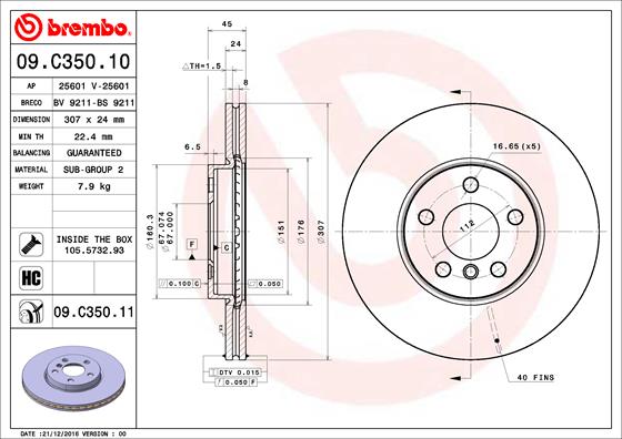 Disc frana 09.C350.11 BREMBO