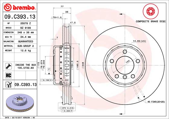 Disc frana 09.C393.13 BREMBO