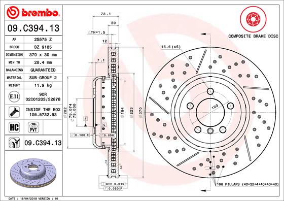 Disc frana 09.C394.13 BREMBO