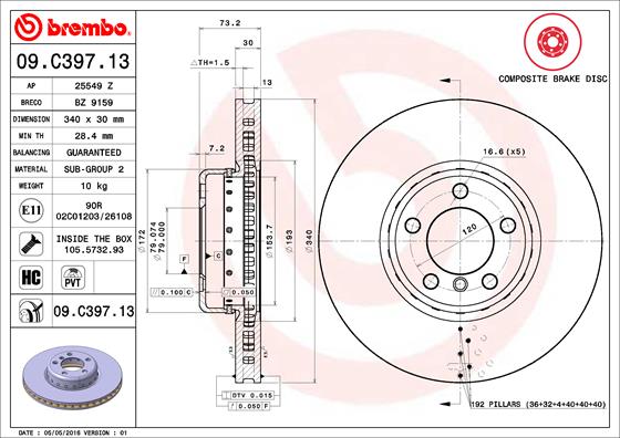 Disc frana 09.C397.13 BREMBO