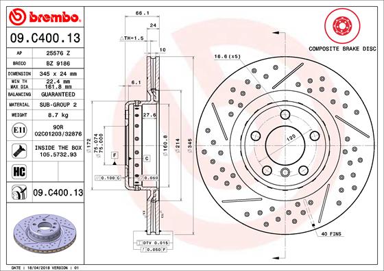 Disc frana 09.C400.13 BREMBO