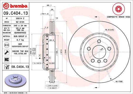 Disc frana 09.C404.13 BREMBO