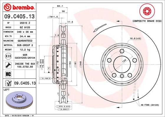 Disc frana 09.C405.13 BREMBO