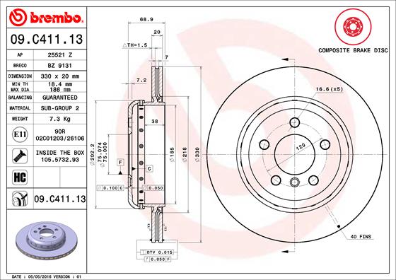 Disc frana 09.C411.13 BREMBO