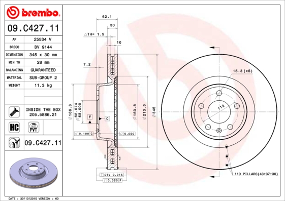 Disc frana 09.C427.11 BREMBO