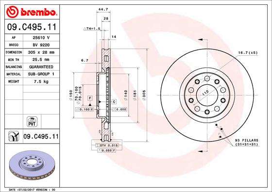 Disc frana 09.C495.11 BREMBO