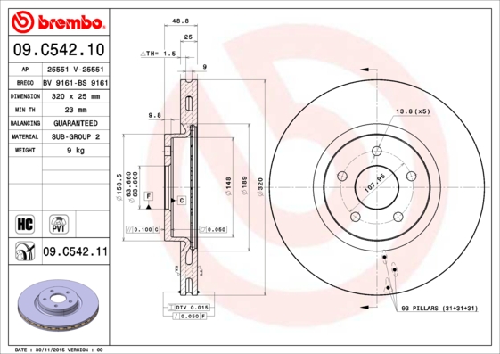 Disc frana 09.C542.11 BREMBO