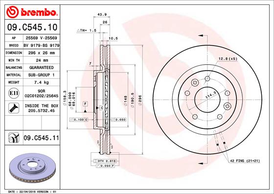 Disc frana 09.C545.11 BREMBO