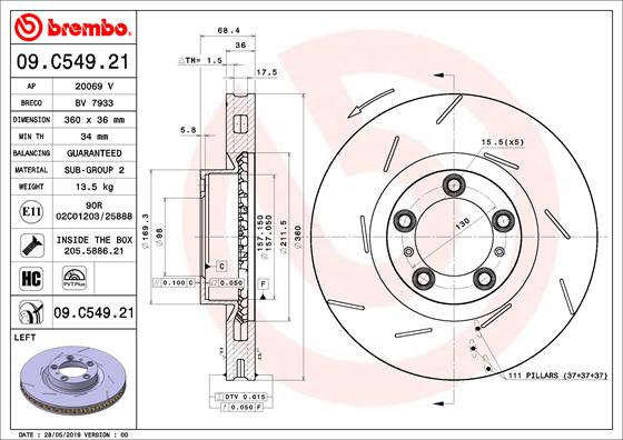 Disc frana 09.C549.21 BREMBO