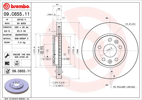 Disc frana 09.C655.11 BREMBO