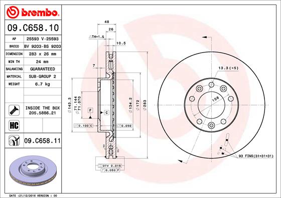 Disc frana 09.C658.11 BREMBO