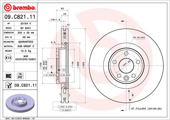 Disc frana 09.C821.11 BREMBO