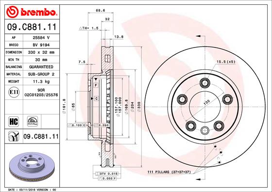 Disc frana 09.C881.11 BREMBO