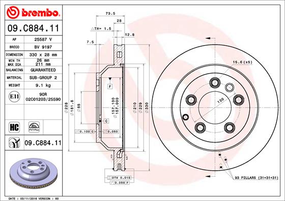 Disc frana 09.C884.11 BREMBO