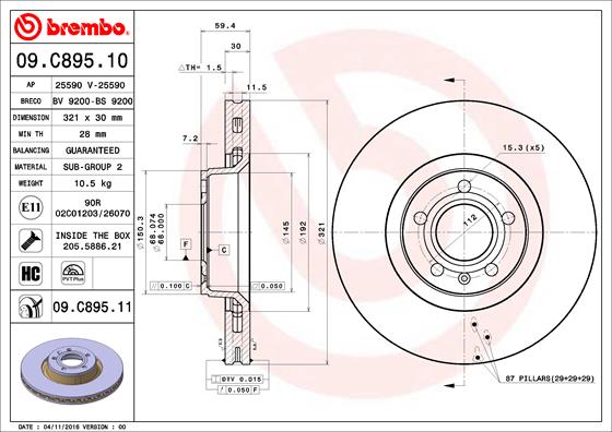 Disc frana 09.C895.11 BREMBO