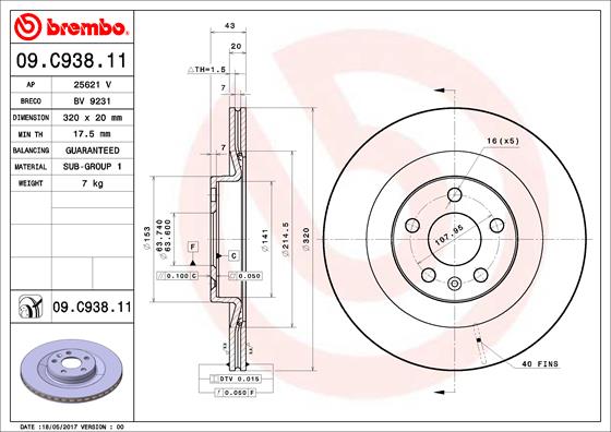 Disc frana 09.C938.11 BREMBO