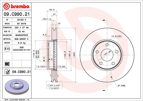 Disc frana 09.C990.21 BREMBO