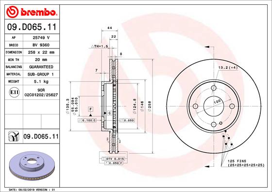 Disc frana 09.D065.11 BREMBO