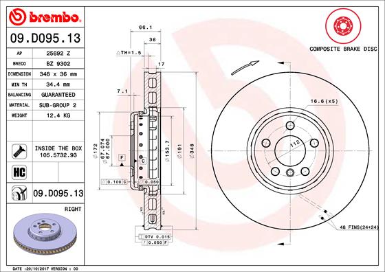 Disc frana 09.D095.13 BREMBO