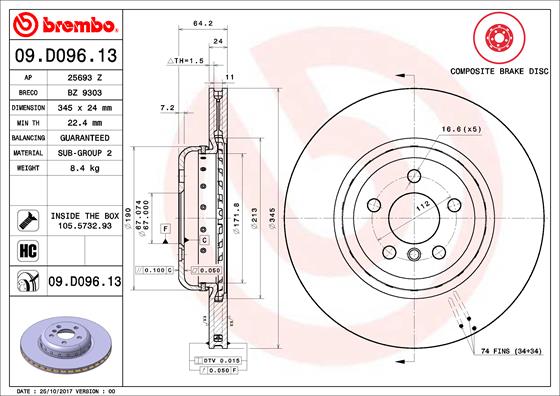 Disc frana 09.D096.13 BREMBO