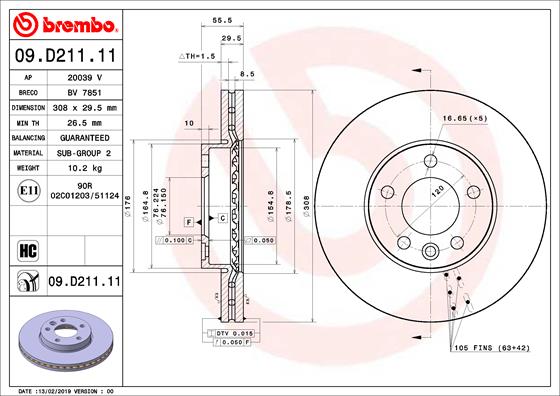 Disc frana 09.D211.11 BREMBO