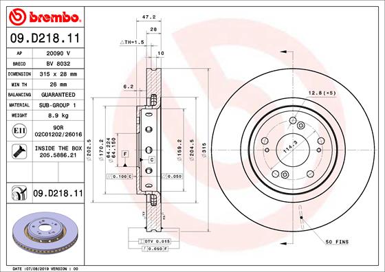 Disc frana 09.D218.11 BREMBO