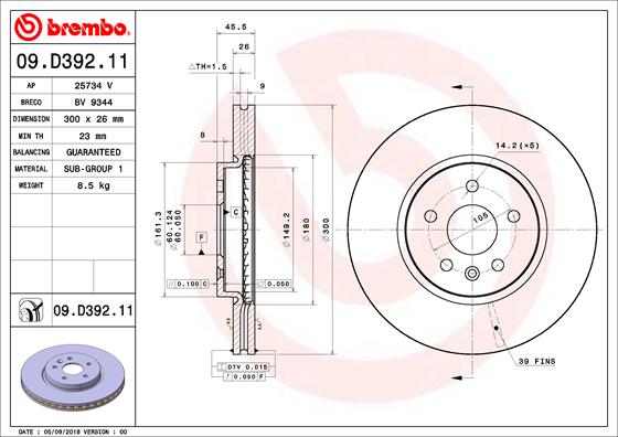 Disc frana 09.D392.11 BREMBO