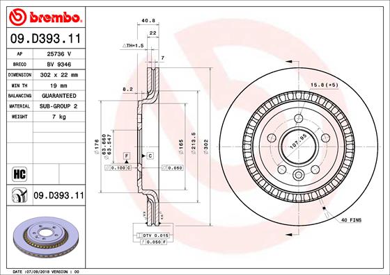 Disc frana 09.D393.11 BREMBO