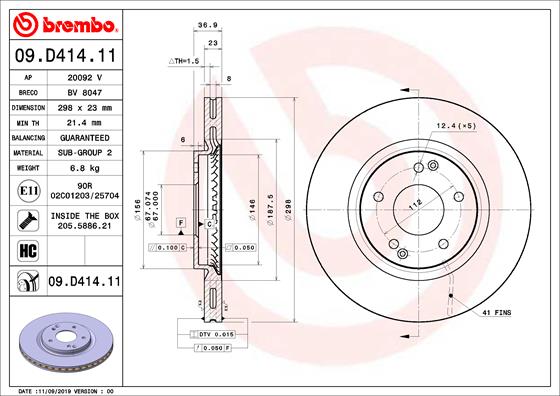 Disc frana 09.D414.11 BREMBO