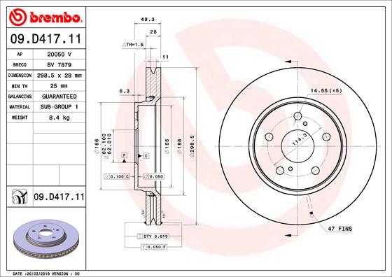 Disc frana 09.D417.11 BREMBO