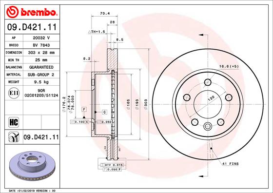 Disc frana 09.D421.11 BREMBO