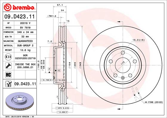 Disc frana 09.D423.11 BREMBO