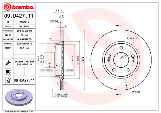 Disc frana 09.D427.11 BREMBO