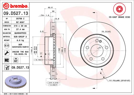 Disc frana 09.D527.13 BREMBO