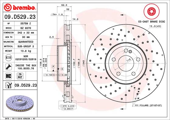 Disc frana 09.D529.23 BREMBO