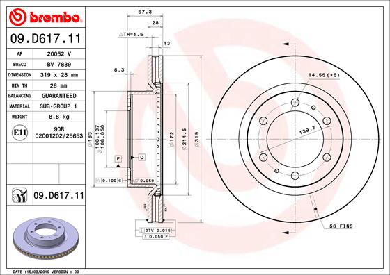 Disc frana 09.D617.11 BREMBO