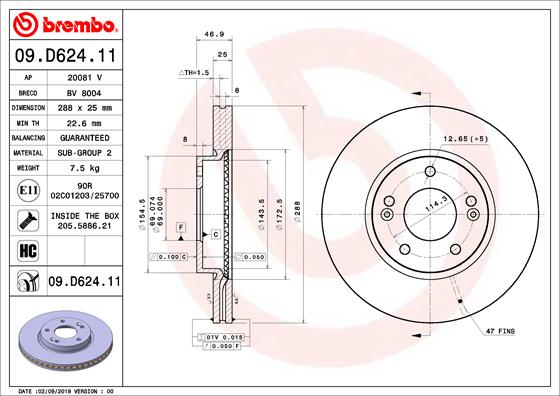 Disc frana 09.D624.11 BREMBO