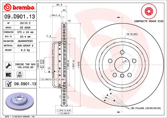 Disc frana 09.D901.13 BREMBO