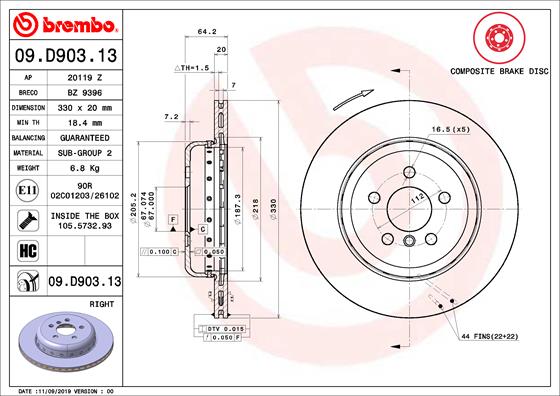 Disc frana 09.D903.13 BREMBO